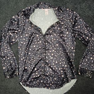 Victoria's Secret satin pajama top pink leopard grey black